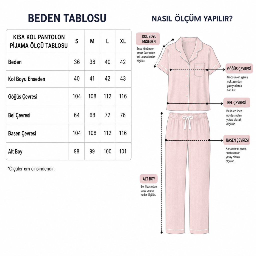 Etnik Desen Saten Kısa Kol Pijama Takımı